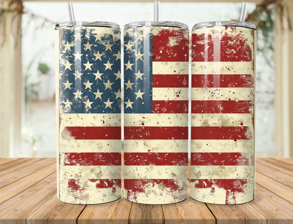 American Flag Sublimation 20 oz Tumbler Wrap 010