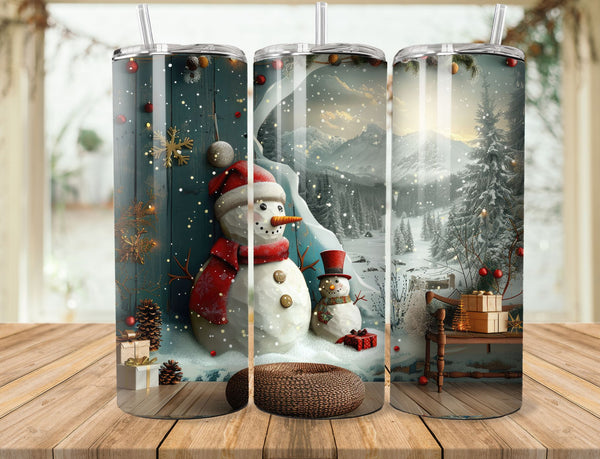 Snowman Sublimation 20 oz Tumbler Wrap 006