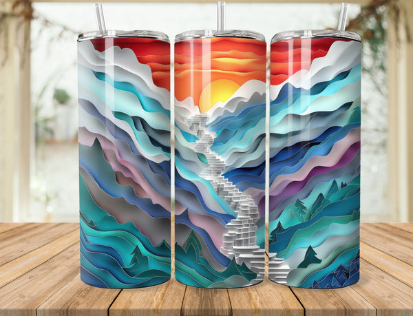 3D Paper Art Sublimation 20 oz Tumbler Wrap 010