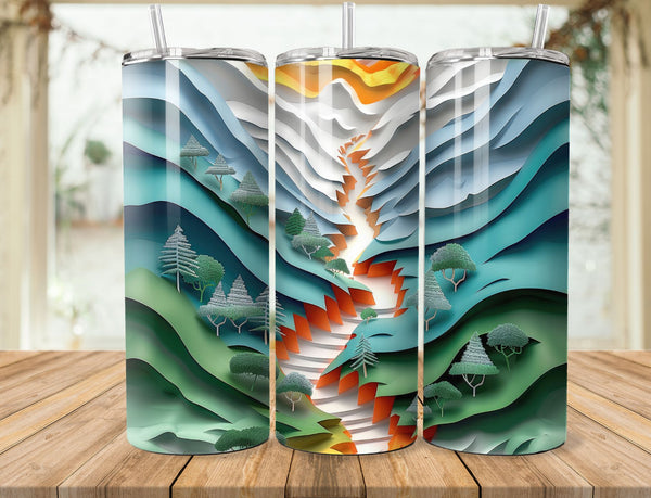 3D Paper Art Sublimation 20 oz Tumbler Wrap 011