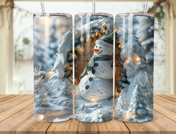 Snowman Sublimation 20 oz Tumbler Wrap 008