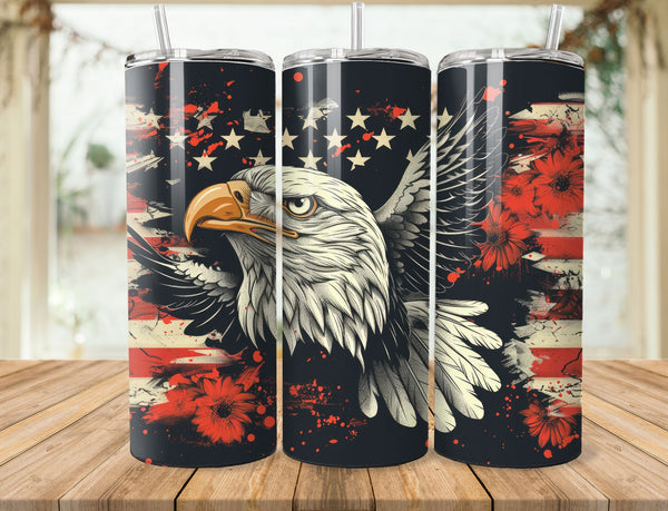 American Flag Sublimation 20 oz Tumbler Wrap 003