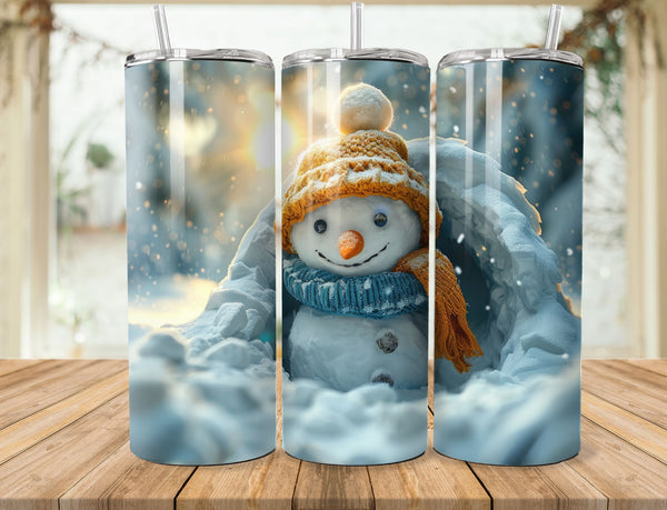 Snowman Sublimation 20 oz Tumbler Wrap 002