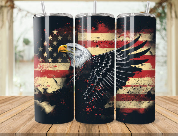 American Flag Sublimation 20 oz Tumbler Wrap 004