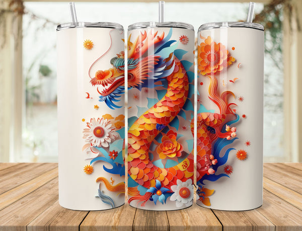 3D Chinese Dragon Sublimation 20 oz Tumbler Wrap 002