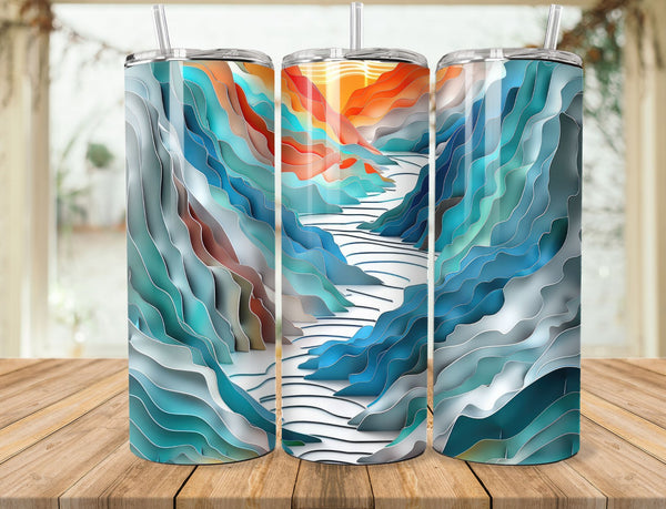 3D Paper Art Sublimation 20 oz Tumbler Wrap 008