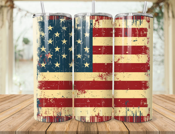 American Flag Sublimation 20 oz Tumbler Wrap 008