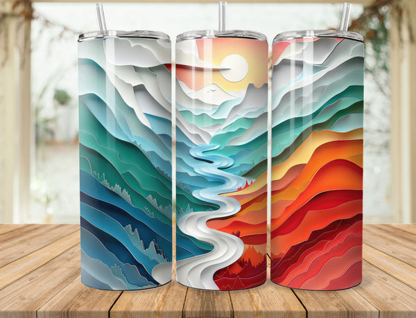 3D Paper Art Sublimation 20 oz Tumbler Wrap 009