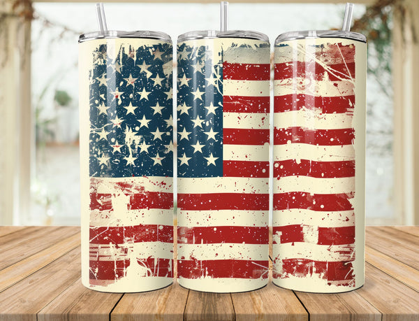 American Flag Sublimation 20 oz Tumbler Wrap 009