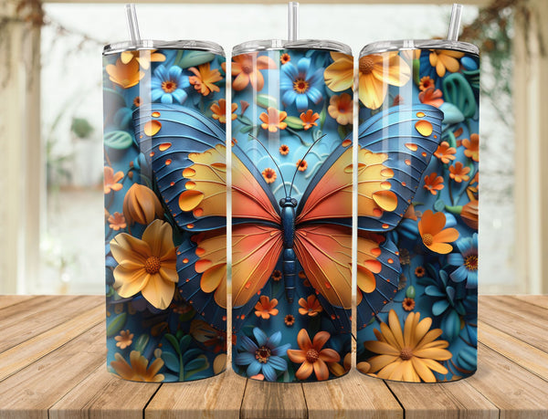 Butterfly Sublimation 20 oz Tumbler Wrap 009