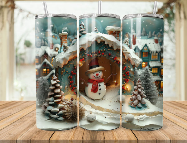 Snowman Sublimation 20 oz Tumbler Wrap 005